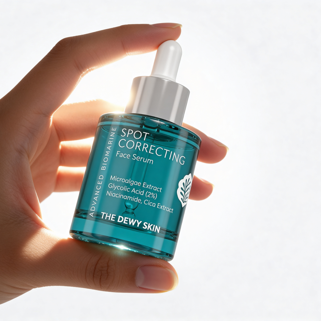Spot Correcting brightening serum by The Dewy Skin — amber microalgae and glycolic acid for dark spots and hyperpigmentation